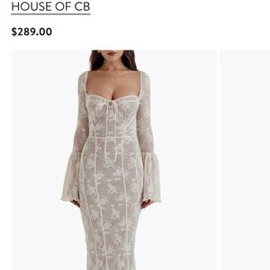 House OF CB Womens Vintage Cream Artemis Corseted Lace Maxi Dress L